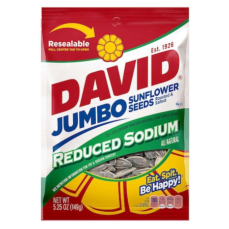 David Reduced Sodium In-Shell Sunflower Seeds 5.25 oz., PK12 PK12 2620046133